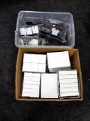 Four boxes containing jewellery boxes and jewellery box inserts.