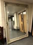 A large contemporary silvered framed mirror 158 x 217 cm