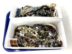 A tray containing a large quantity of costume jewellery.