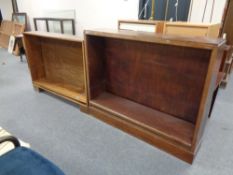 Two sets of open bookshelves