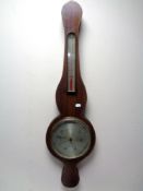 A mahogany cased banjo barometer by John Derry of Nottingham, with silver dial.