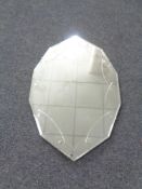 A frameless bevel edged Art Deco mirror