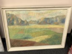 Continental school : A mountainous landscape, oil on canvas,