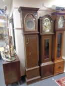 An early 20th century painted longcase clock with painted dial,