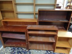 Six sets of 20th century open bookshelves