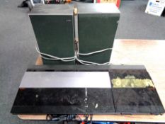 A Bang and Olufsen Beocenter 2200 together with a pair of Bang and Olufsen Beovox X25 speakers