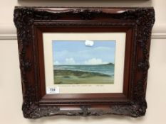 John Hall : Dunstanburgh Castle from Embleton Bay, oil on board, 19 cm x 13 cm,