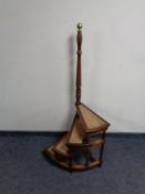 A set of reproduction spiral library steps with leather inset panels