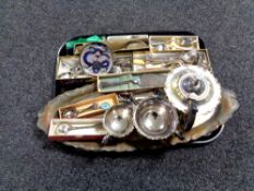 A tray containing cloisonne dragon design bowl,