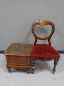 An antique mahogany commode together with a Victorian mahogany dining chair