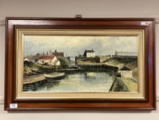Dallas K Taylor : Seaton Sluice, oil on board, 60 cm x 29 cm,