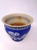 A Wedgwood Jasperware blue and white plant pot