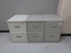 Three two drawer metal filing cabinets