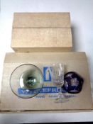 A boxed set of six 20th century Whitefriars dessert bowls together with a further set of six boxed