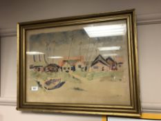 Continental school : Coastal cottages, watercolour,