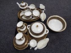 Two trays of fifty two pieces of Minton Grandee tea and dinner ware