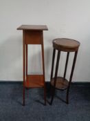 Two Edwardian inlaid plant stands