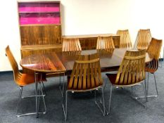 Hans Brattrud for Hove Mobler - An impressive eleven piece dining room suite comprising of an oval