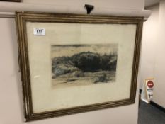 Carl Block : A 19th century etching depicting a beach,
