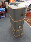 An early 20th century wooden bound travelling trunk