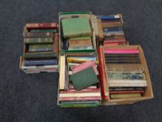 Four boxes containing 20th century books to include Punch, Wonders of Land and Sea,