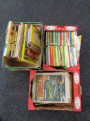 Three boxes containing Viz annuals, 20th century Eagle comics,