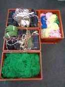 Four crates containing assorted haberdashery trim