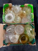 Two boxes containing 20th century glassware