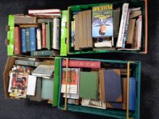 Four boxes containing a quantity of antiquarian and later volumes, football, reference,