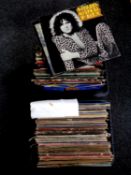 Two boxes containing a large quantity of LP records, T Rex, Blue Oyster Cult, Jethro Tull,