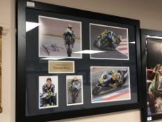 A sporting memorabilia montage : Valentino Rossi, signed photographic print,