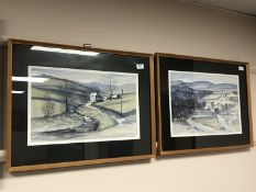 Paul Speed : A Farmhouse with Telegraph Pole in an Open Landscape, watercolour, signed, dated 1971,