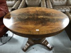 A nineteenth century Continental mahogany oval dining table on pedestal base