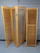 Two three-way Venetian blind room dividers