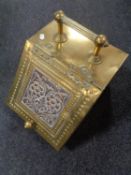 An Art Nouveau copper and brass coal receiver