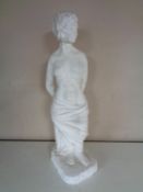 A chalk figure of a semi nude female (as found)