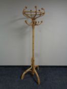 A wicker hat and coat stand
