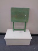 A painted blanket box and a folding occasional table