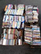 Five boxes containing a large quantity of DVDs