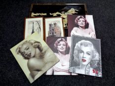 A quantity of assorted pictures including a Japanese lacquered Shibayama panel,