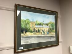 20th century school : Study of a church, watercolour,