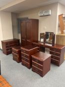 A contemporary six piece bedroom suite : double door wardrobe, pair of bedside cabinets,