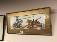 20th century school : The Joust, watercolour,