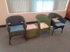 A pair of loom armchairs,