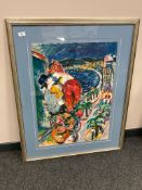 Continental school : An embracing couple, watercolour, 53 x 73 cm,