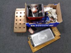 A box containing breweryana to include pub drip trays and mats,