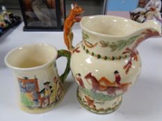 A Crown Devon Fielding's John Peel musical jug together with a Crown Devon Fielding's Auld Lang