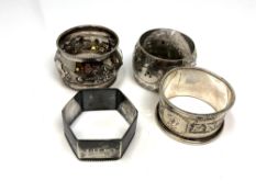 Four assorted Victorian silver napkin rings CONDITION REPORT: 83.