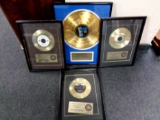 An Elvis Presley '68 comeback special gold plated etched disc No.