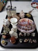 A tray containing miscellaneous to include a Border Fine Arts figure, Cosy Warm,